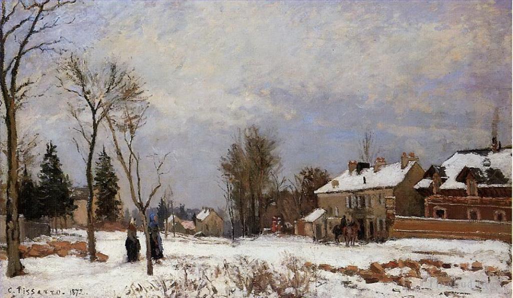 卡米耶·毕沙罗作品《从凡尔赛到圣日耳曼卢韦西安的道路雪效果1872年》