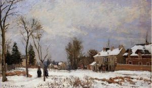 艺术家卡米耶·毕沙罗作品《从凡尔赛到圣日耳曼卢韦西安的道路雪效果1872年》