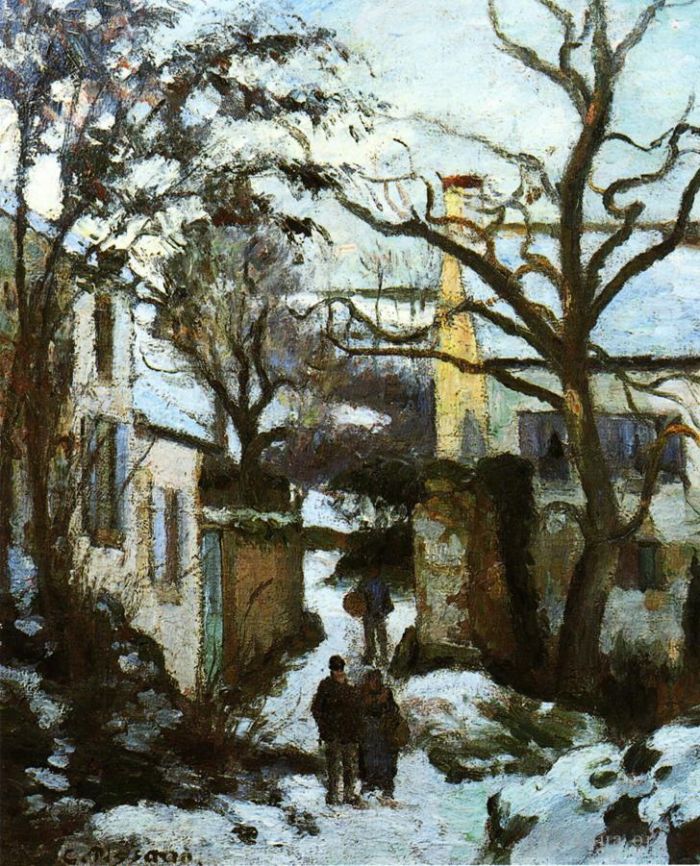 卡米耶·毕沙罗 的油画作品 -  《雪中隐居之路》