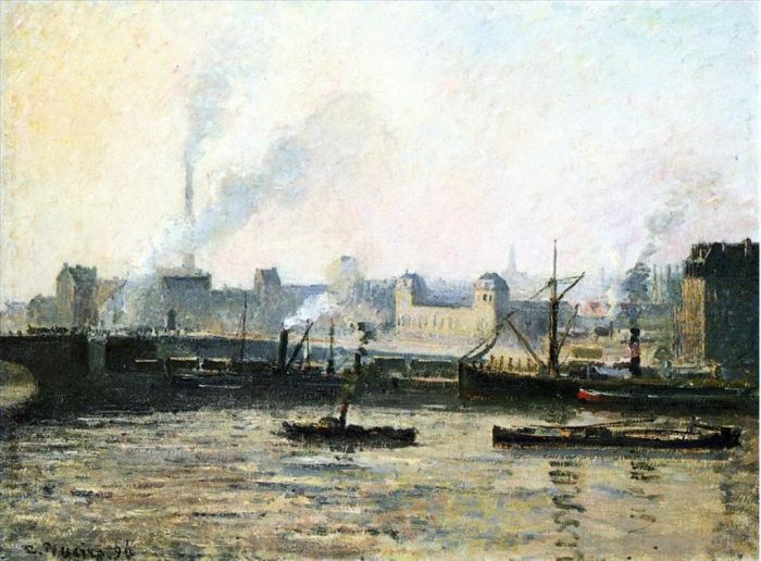 卡米耶·毕沙罗 的油画作品 -  《鲁昂雾圣塞弗桥,1896》