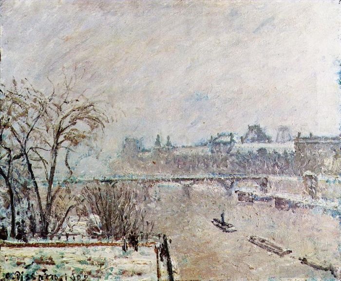 卡米耶·毕沙罗 的油画作品 -  《从新桥看塞纳河,1902,年冬天》