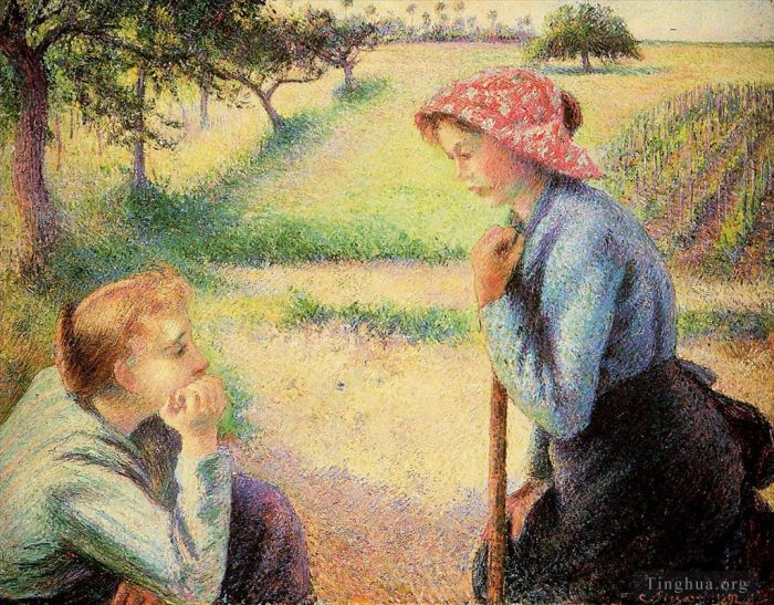 卡米耶·毕沙罗 的油画作品 -  《谈话,1892》
