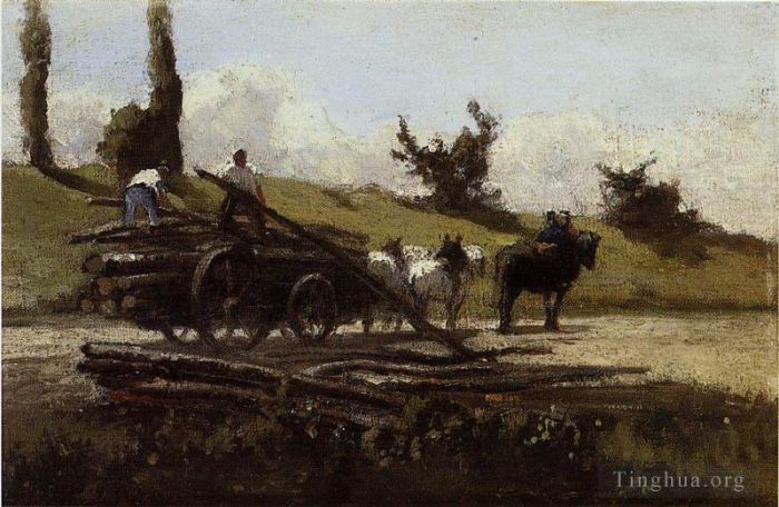 卡米耶·毕沙罗 的油画作品 -  《木头车》