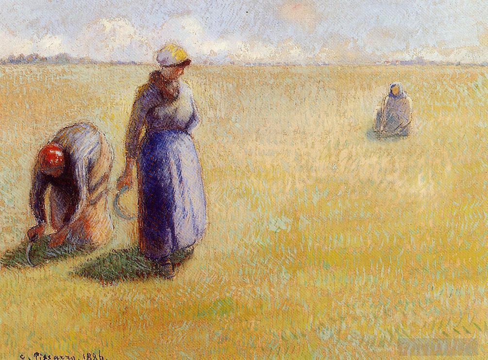 卡米耶·毕沙罗作品《三名妇女割草,1886》