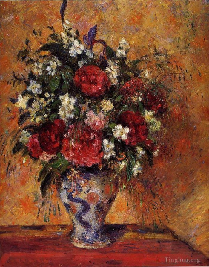 卡米耶·毕沙罗 的油画作品 -  《花瓶里的花》