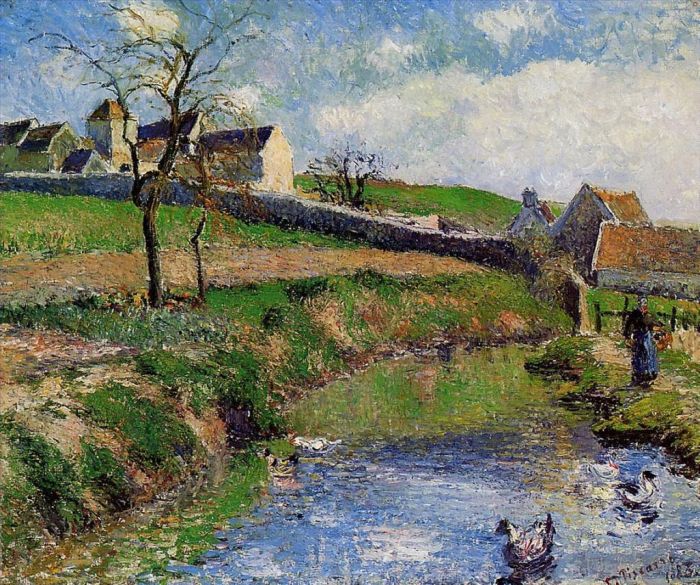 卡米耶·毕沙罗 的油画作品 -  《1883,年奥斯尼农场景观》