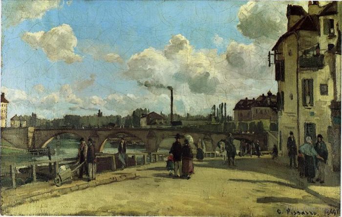 卡米耶·毕沙罗 的油画作品 -  《pontoise,quai,au,pothuis,视图,1868》