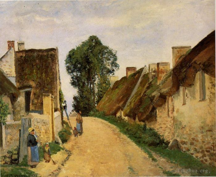 卡米耶·毕沙罗 的油画作品 -  《瓦兹河畔奥韦村街道,1873》