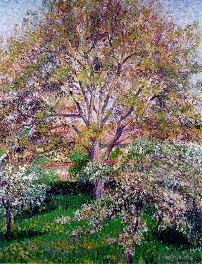 卡米耶·毕沙罗 的油画作品 -  《埃拉格尼的胡桃树和苹果树盛开》
