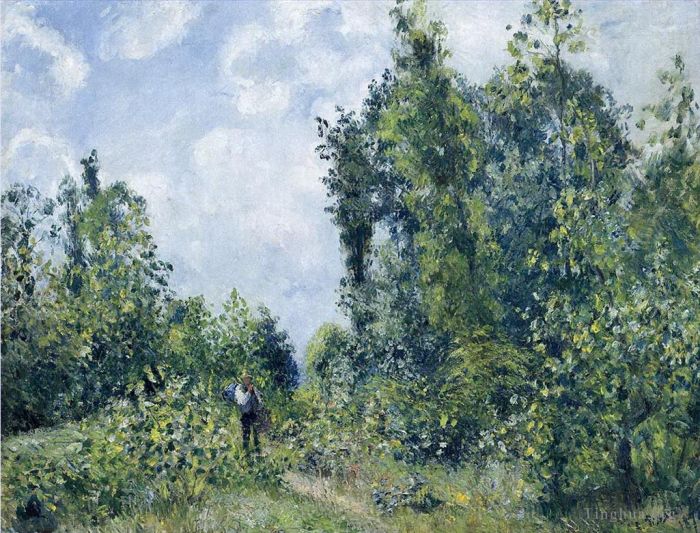 卡米耶·毕沙罗 的油画作品 -  《树林附近的流浪者,1887》