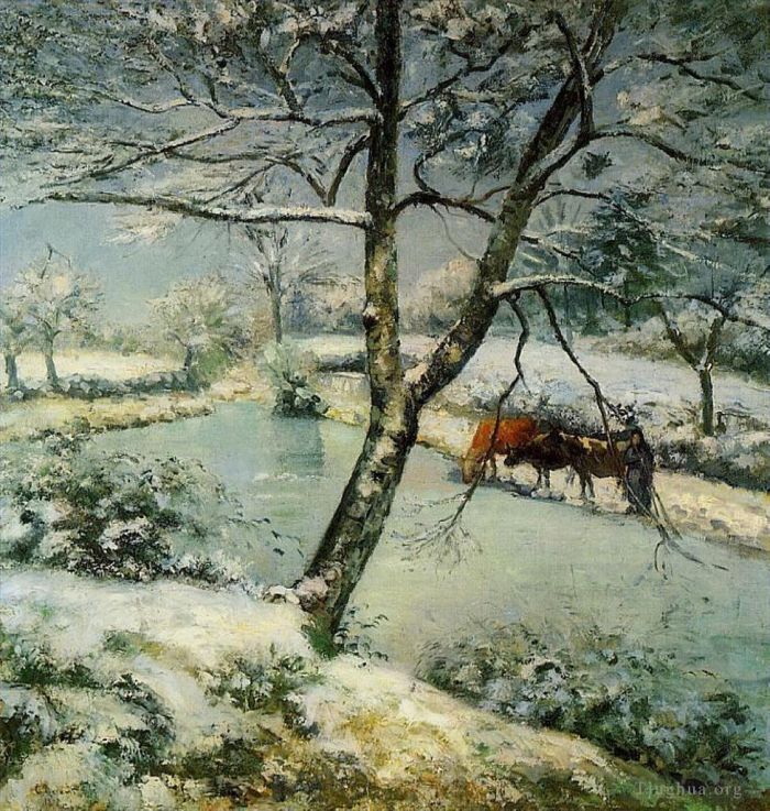 卡米耶·毕沙罗 的油画作品 -  《蒙福柯的冬天,1875》