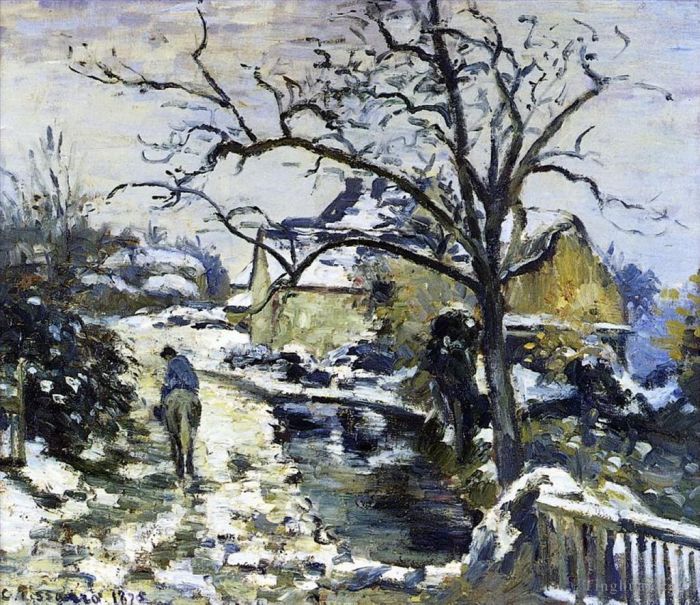 卡米耶·毕沙罗 的油画作品 -  《蒙福柯的冬天,2,1875》