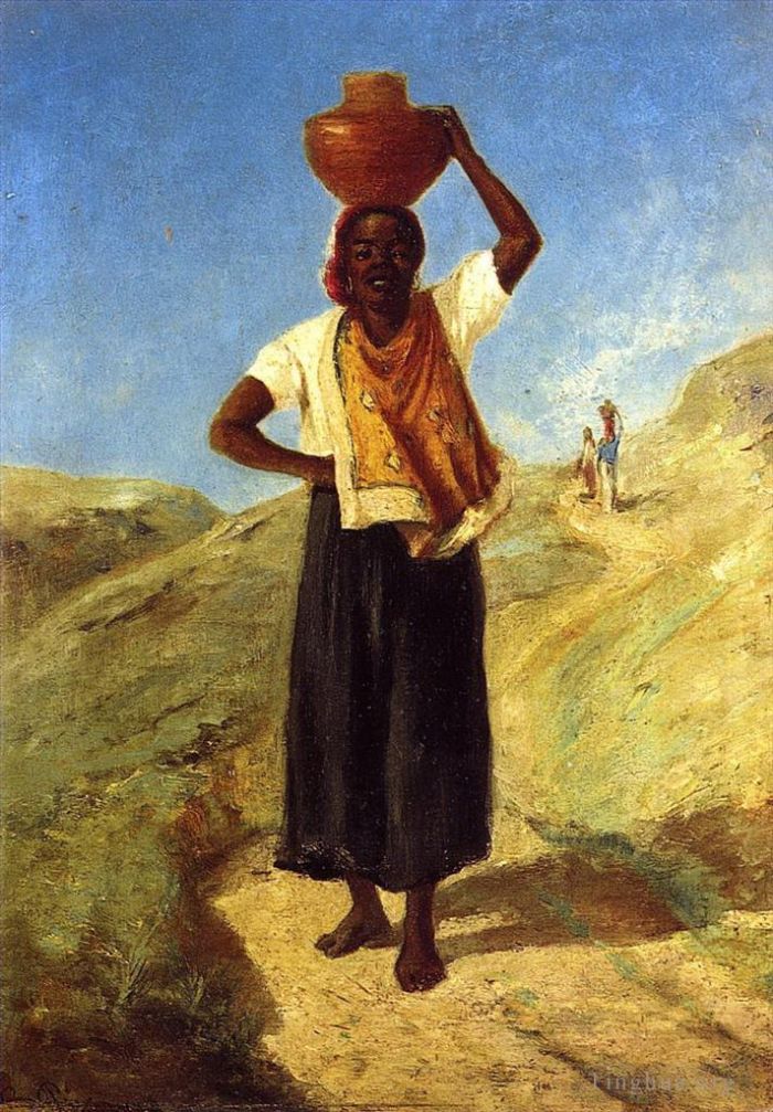 卡米耶·毕沙罗 的油画作品 -  《头上顶着水罐的女人》