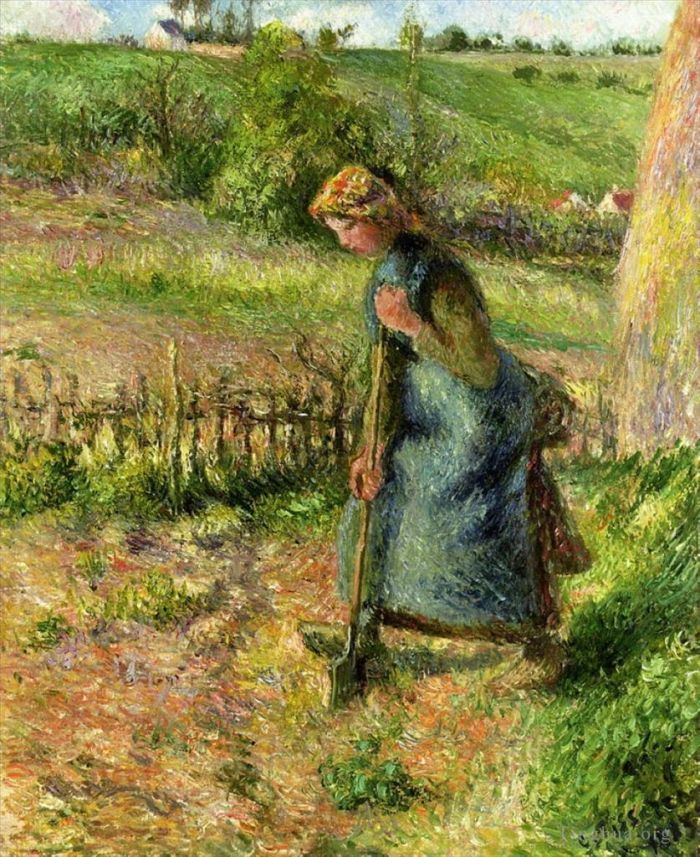 卡米耶·毕沙罗 的油画作品 -  《女人挖掘,1883》