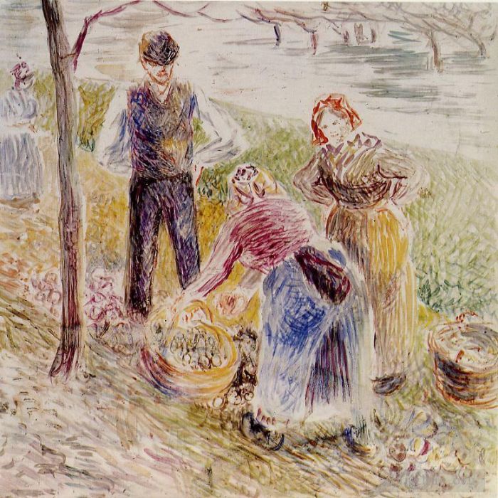 卡米耶·毕沙罗 的各类绘画作品 -  《收获马铃薯》