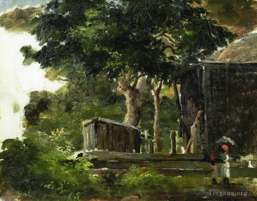 卡米耶·毕沙罗作品《圣托马斯安的列斯群岛树林中的房屋景观》