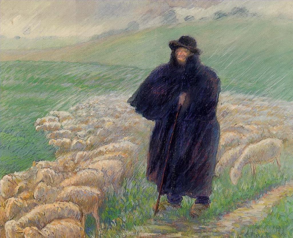 卡米耶·毕沙罗作品《暴雨中的牧羊人,1889》