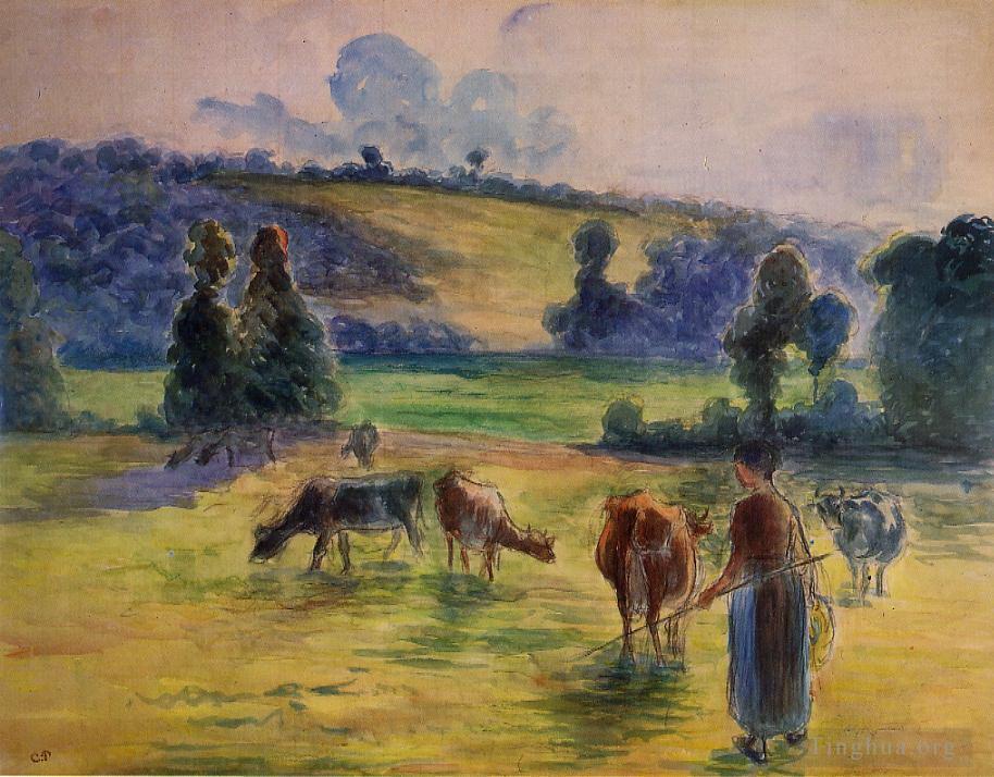 卡米耶·毕沙罗作品《埃拉尼的牛郎习作,1884》
