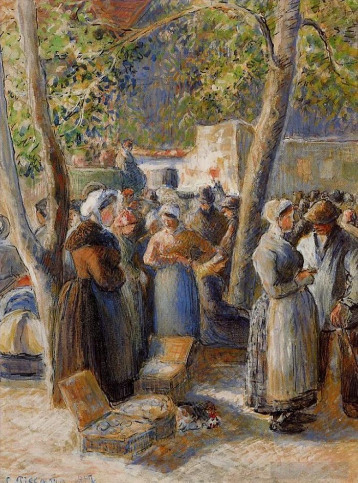 卡米耶·毕沙罗 的各类绘画作品 -  《吉索尔市场,1887》
