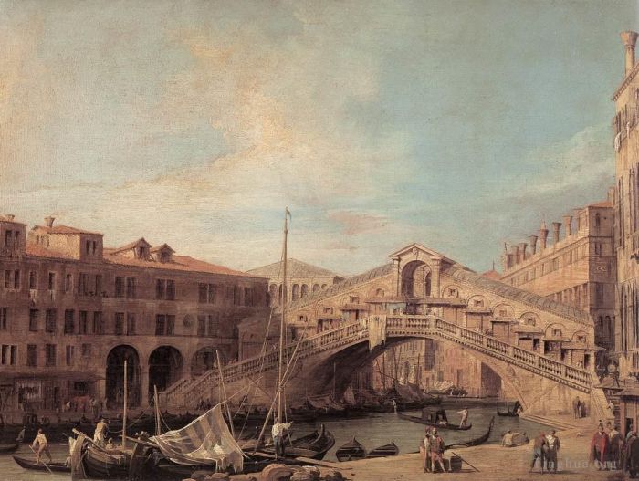 卡纳莱托 的油画作品 -  《大运河,里亚托桥,从南方看》