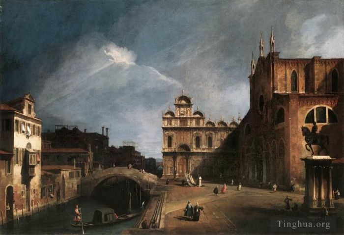 卡纳莱托 的油画作品 -  《圣乔凡尼保罗和圣马可学校,1726》