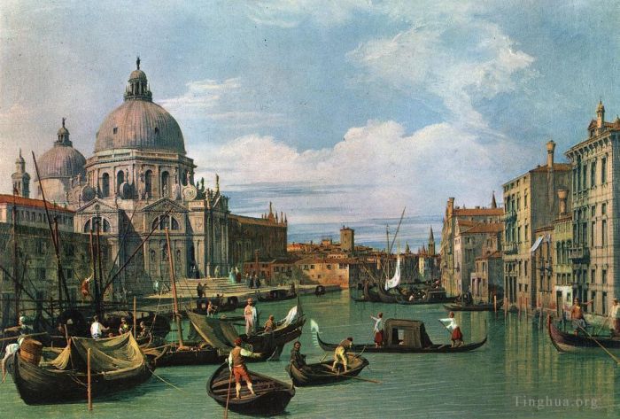 卡纳莱托 的油画作品 -  《大运河和敬礼教堂》