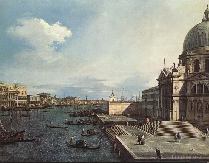 卡纳莱托 的油画作品 -  《敬礼教堂的大运河》