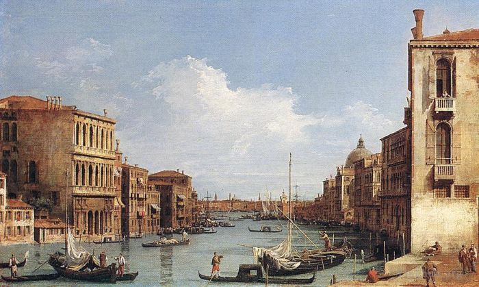 卡纳莱托 的油画作品 -  《从,Campo,S,Vio,到,Bacino,的大运河》