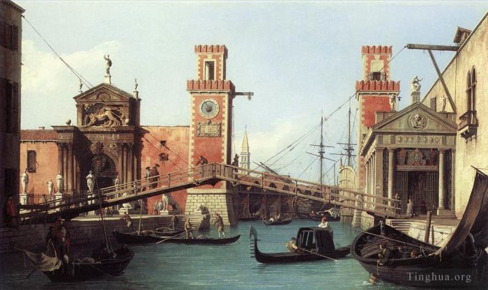 卡纳莱托 的油画作品 -  《阿森纳入口处的视图》