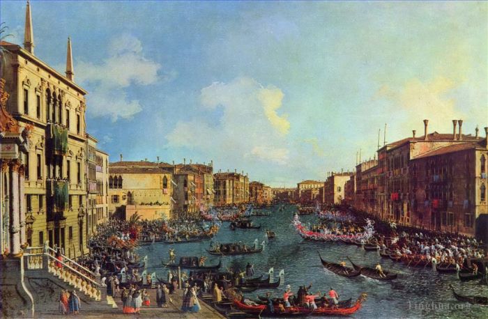 卡纳莱托 的油画作品 -  《大运河上的帆船赛》