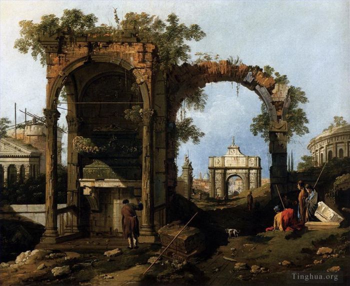卡纳莱托 的油画作品 -  《古典遗址和建筑随想曲》