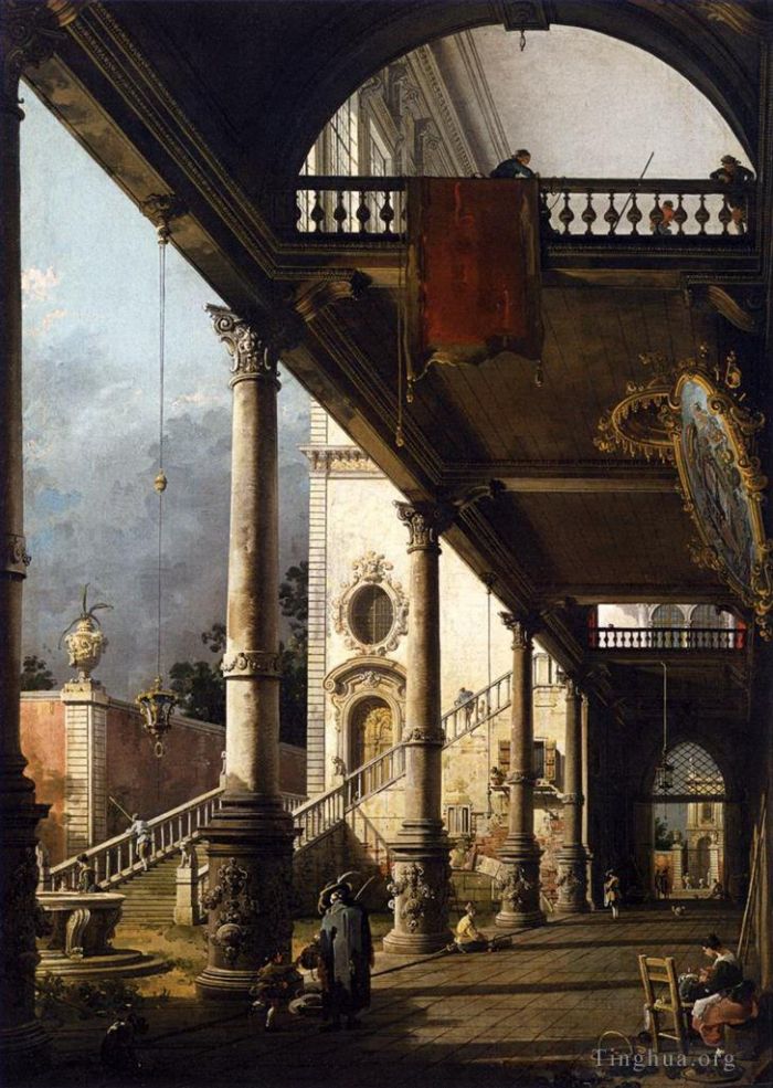 卡纳莱托 的油画作品 -  《与门廊的透视图》