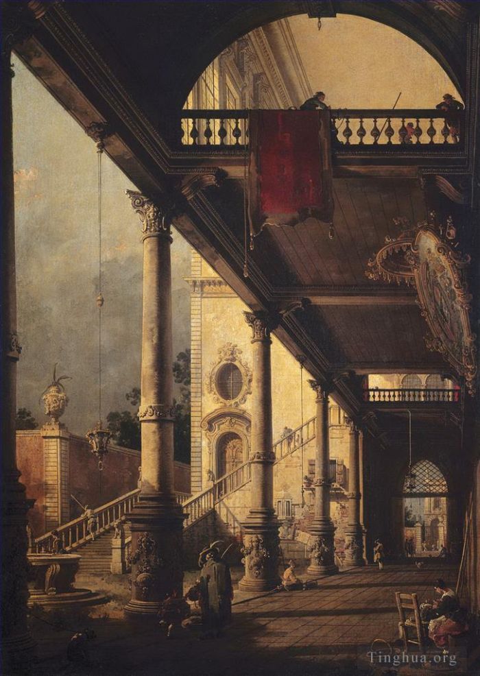 卡纳莱托 的油画作品 -  《门廊透视,1765》