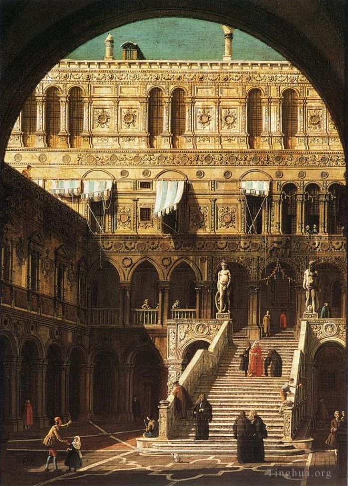 卡纳莱托 的油画作品 -  《巨人阶梯,1765》