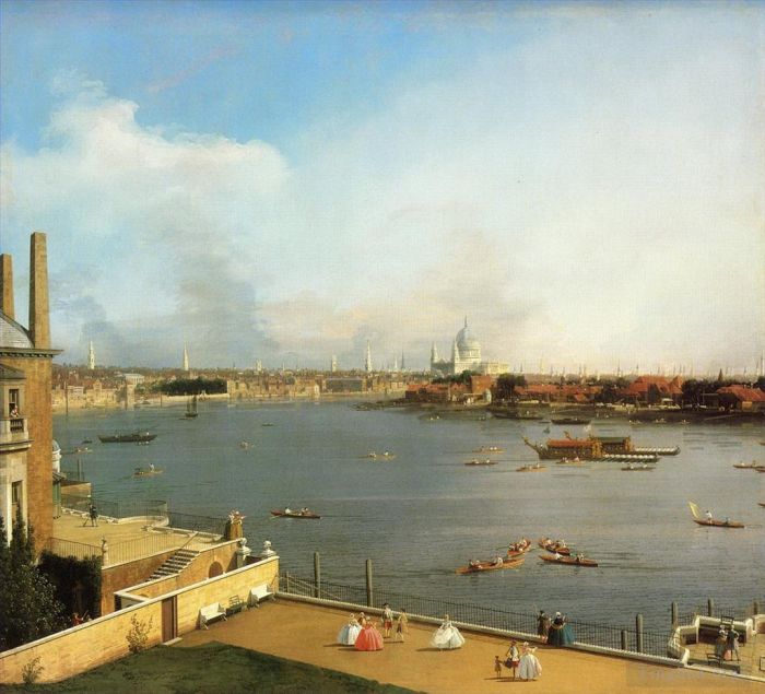 卡纳莱托 的油画作品 -  《从里士满1746年的房子看泰晤士河和伦敦城》