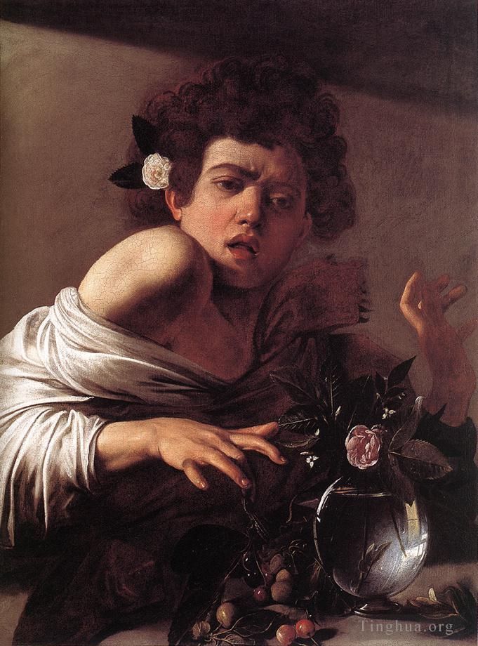 卡拉瓦乔 的油画作品 -  《男孩被蜥蜴咬伤》