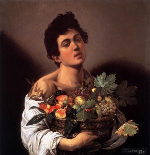 艺术家卡拉瓦乔作品《提着一篮水果的男孩》