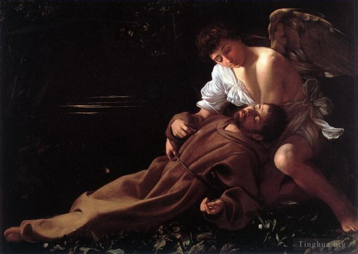 卡拉瓦乔 的油画作品 -  《狂喜中的圣方济各》