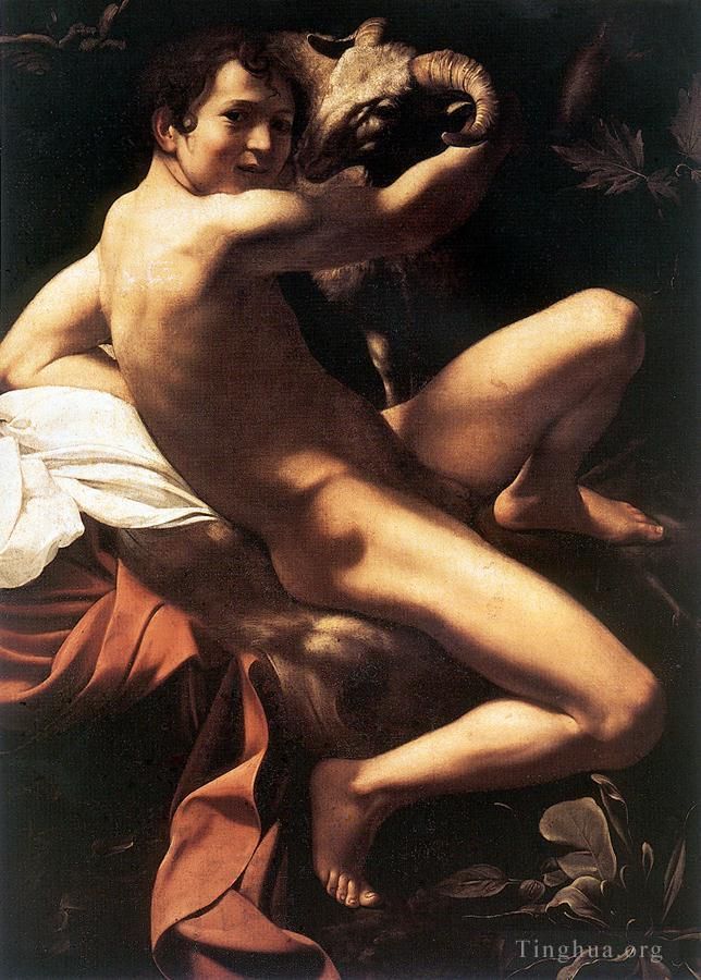 卡拉瓦乔 的油画作品 -  《施洗者圣约翰青年与拉姆》