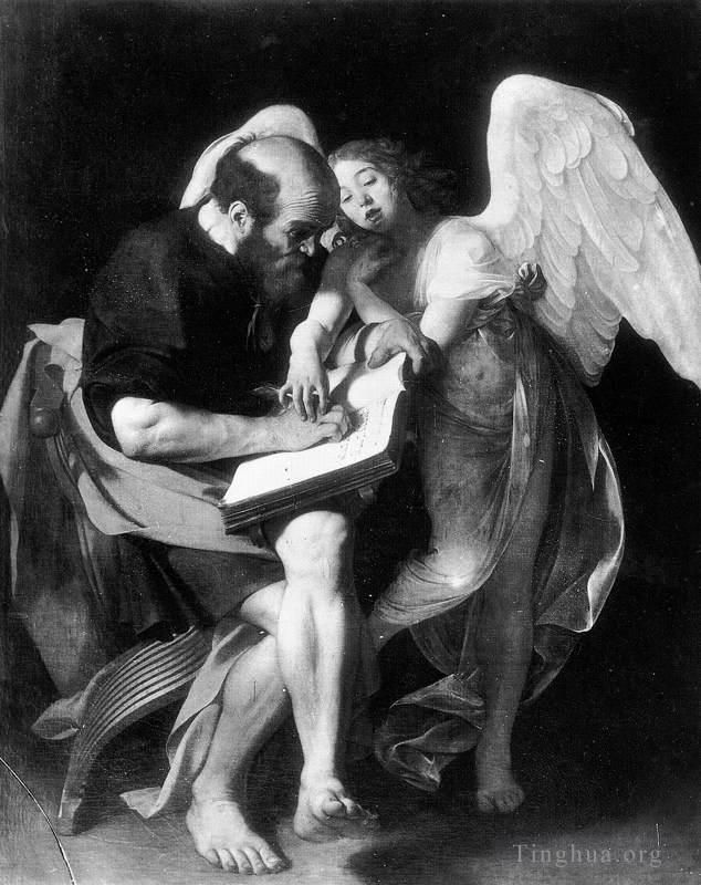 卡拉瓦乔 的油画作品 -  《圣马太与天使》