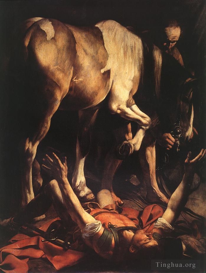 卡拉瓦乔 的油画作品 -  《前往大马士革途中的皈依》
