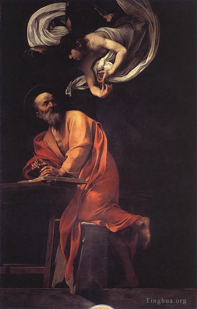 卡拉瓦乔 的油画作品 -  《圣马太的灵感》
