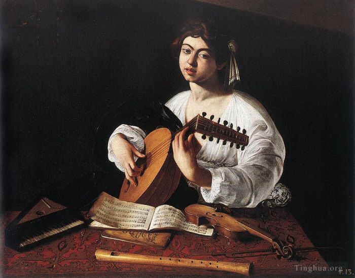 卡拉瓦乔 的油画作品 -  《鲁特琴演奏者》