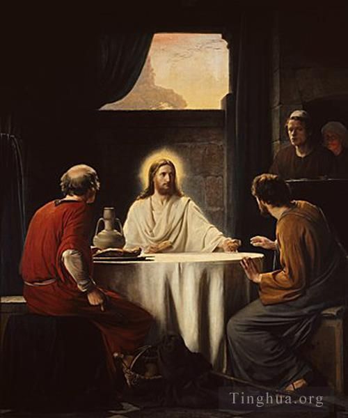 卡尔·海因里希·布洛赫 的油画作品 -  《基督以马忤斯》