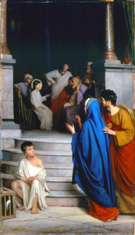 卡尔·海因里希·布洛赫 的油画作品 -  《基督在圣殿中的教导》