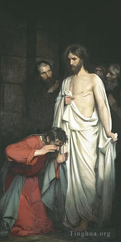 卡尔·海因里希·布洛赫 的油画作品 -  《怀疑托马斯》