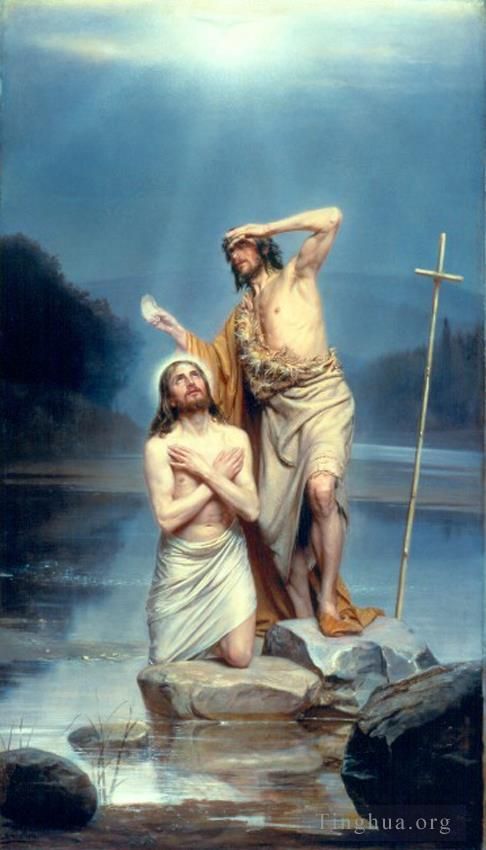 卡尔·海因里希·布洛赫 的油画作品 -  《基督的洗礼》