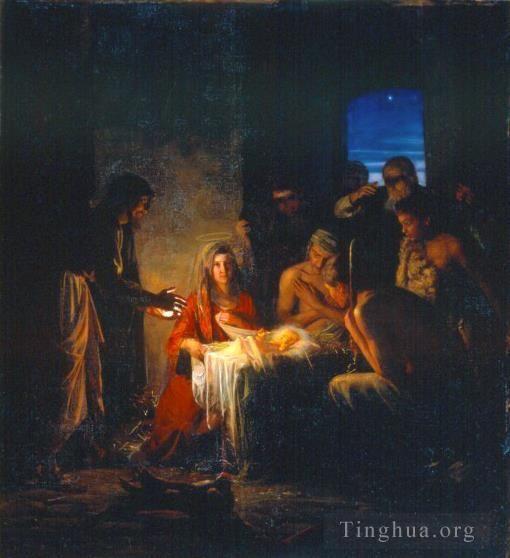 卡尔·海因里希·布洛赫 的油画作品 -  《基督的诞生》