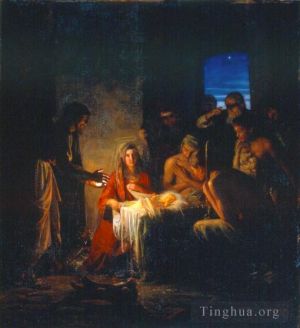 艺术家卡尔·海因里希·布洛赫作品《基督的诞生》