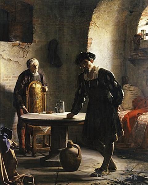 卡尔·海因里希·布洛赫 的油画作品 -  《被监禁的丹麦国王克里斯蒂安二世》